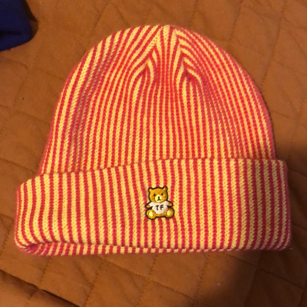 Teddy Fresh Duo Tone Pink & Yellow Beanie Toque Hat NWOT